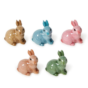 Hand-Painted Resin Bunnies, Set of 5