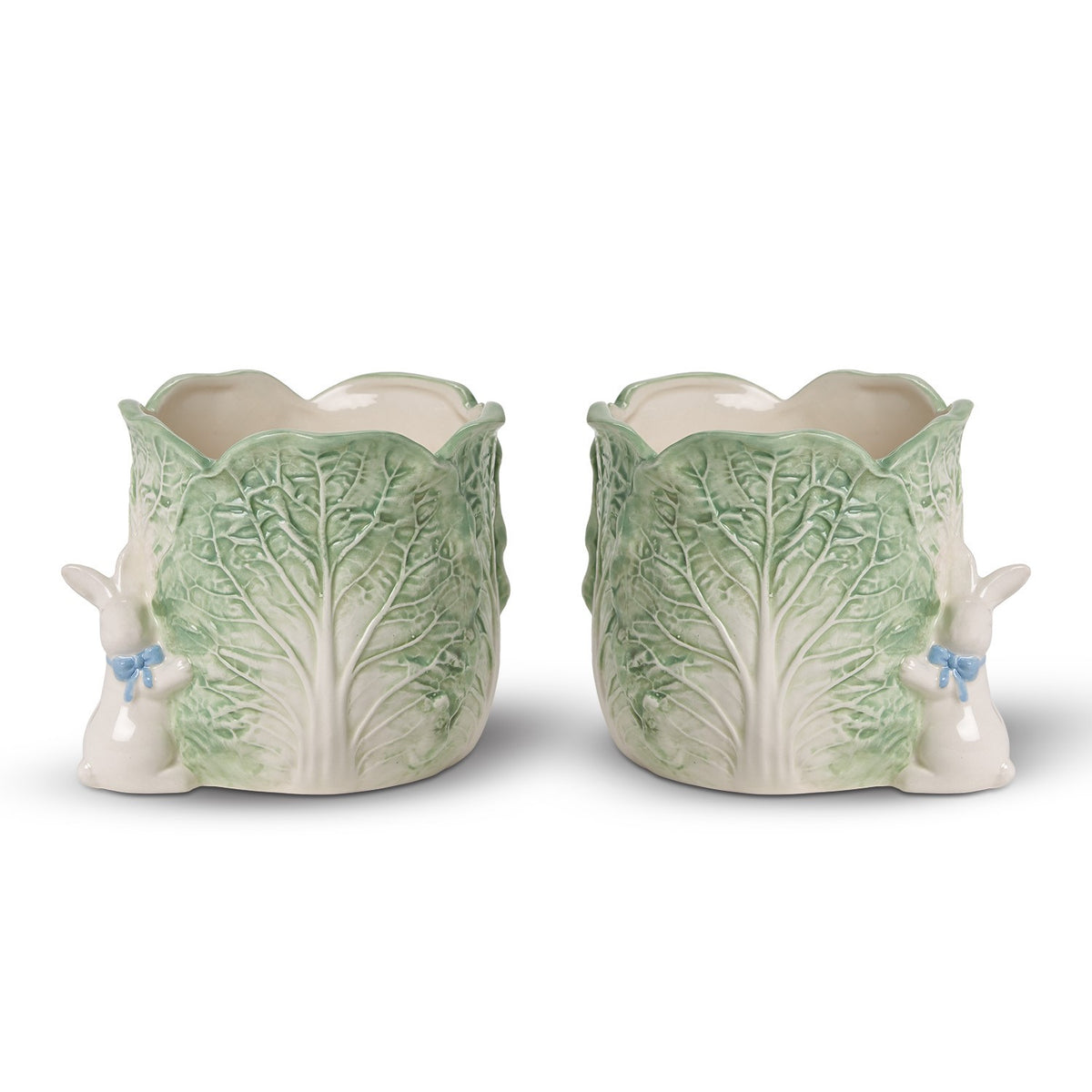 Cabbage and Bunny Cachepots, Set of 2
