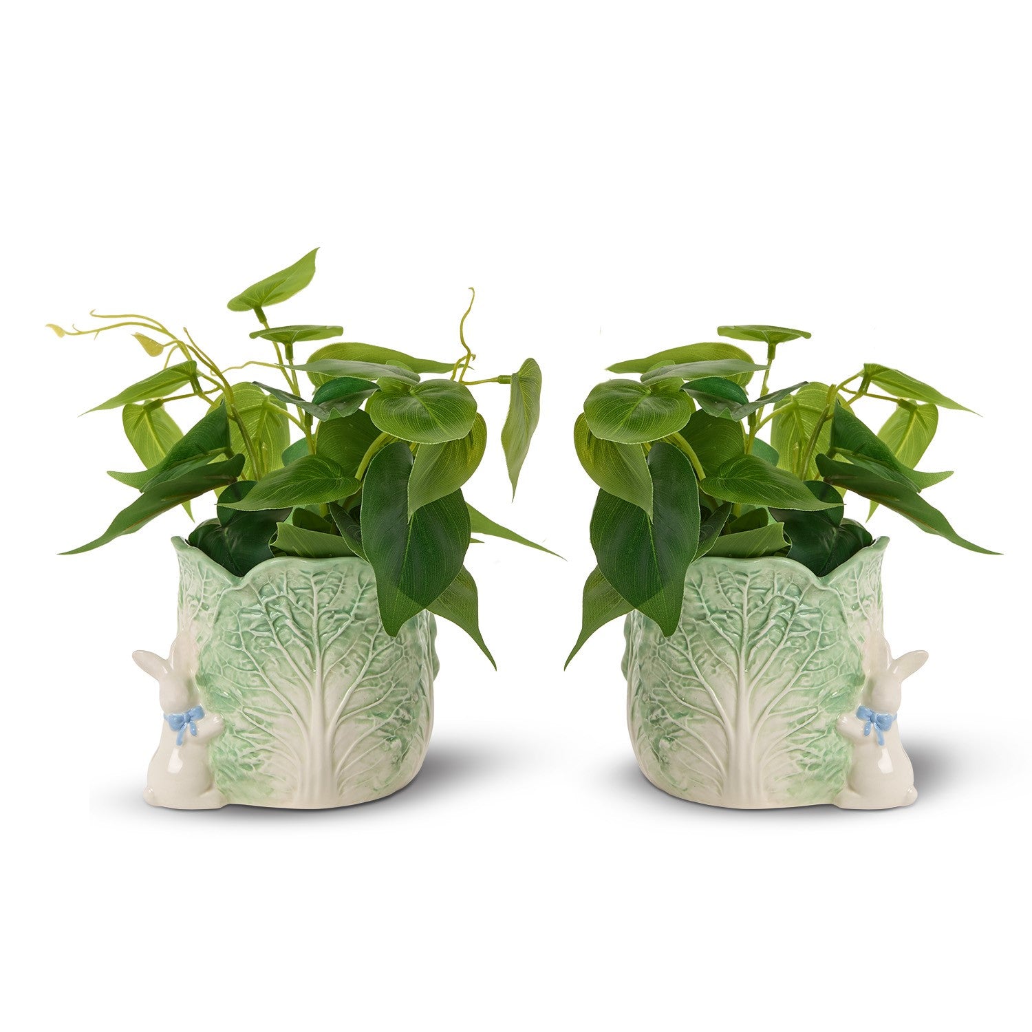 Cabbage and Bunny Cachepots, Set of 2