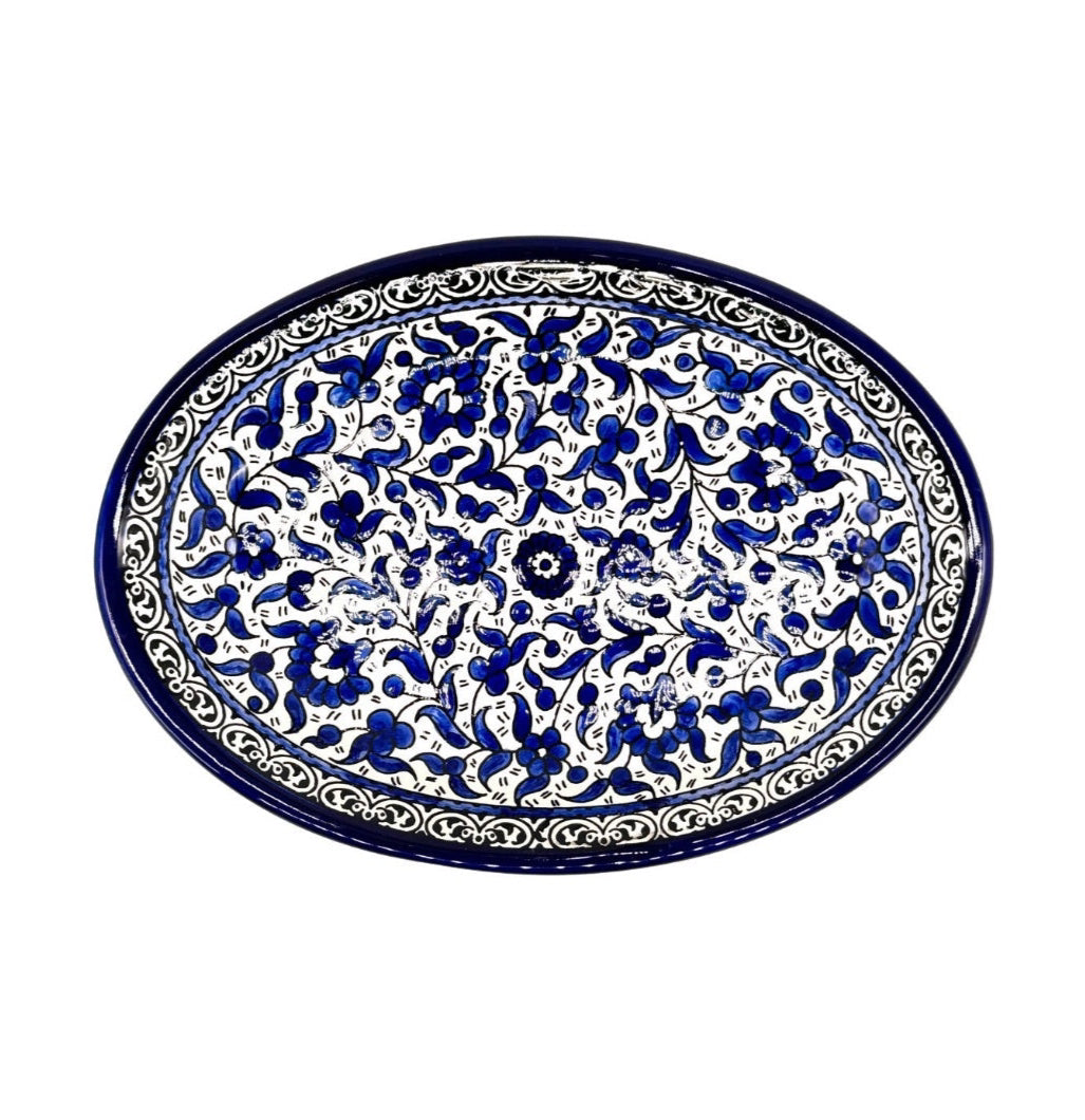 Ceramic Oval Dish (9") - Classic Blue