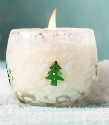 Christmas Tree Woody Fresh Balsam & Cedarwood Pressed Bead Glass Candle