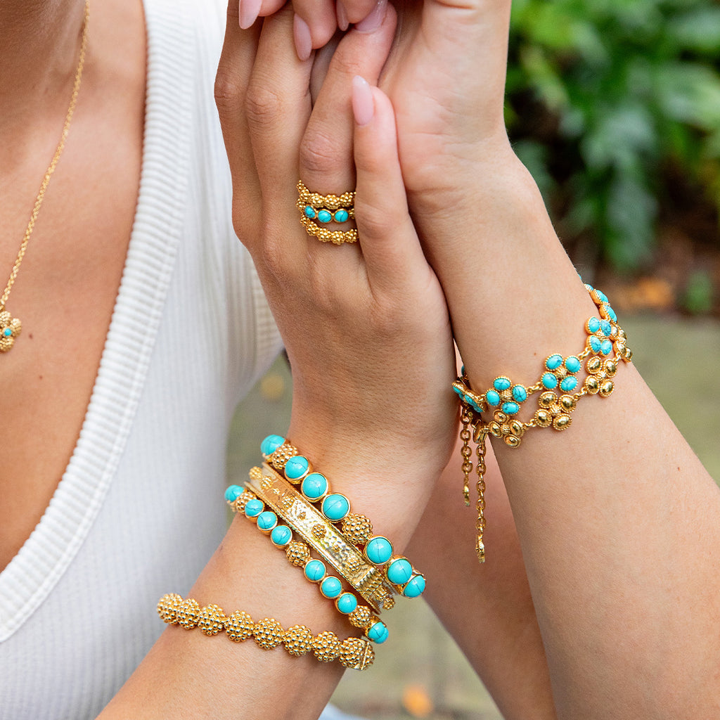Berry Clover Link Bracelet in Turquoise