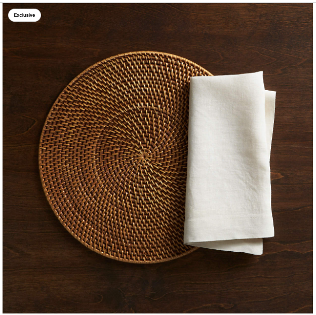 Artesia Round Honey Woven Rattan Placemat