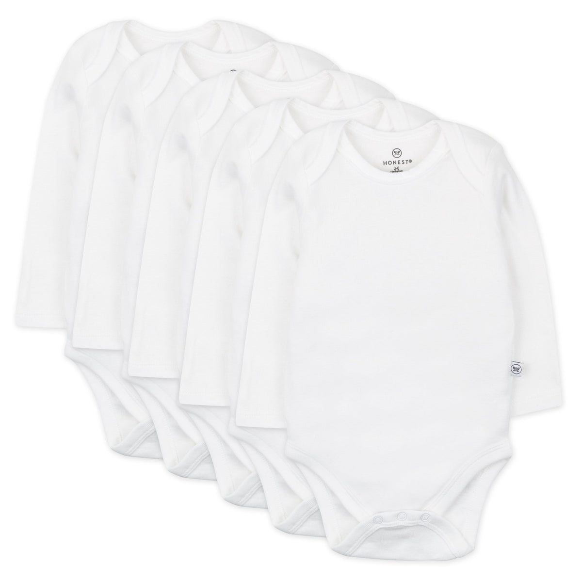 5-Pack Organic Cotton Long Sleeve Bodysuits, Bright White