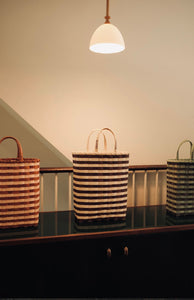 Retro-Striped Towel Tote in Walnut & Natural