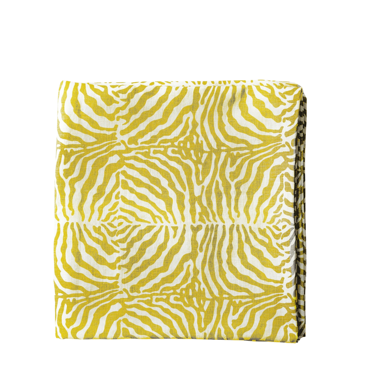Zebra Yellow Tablecloth in Linen