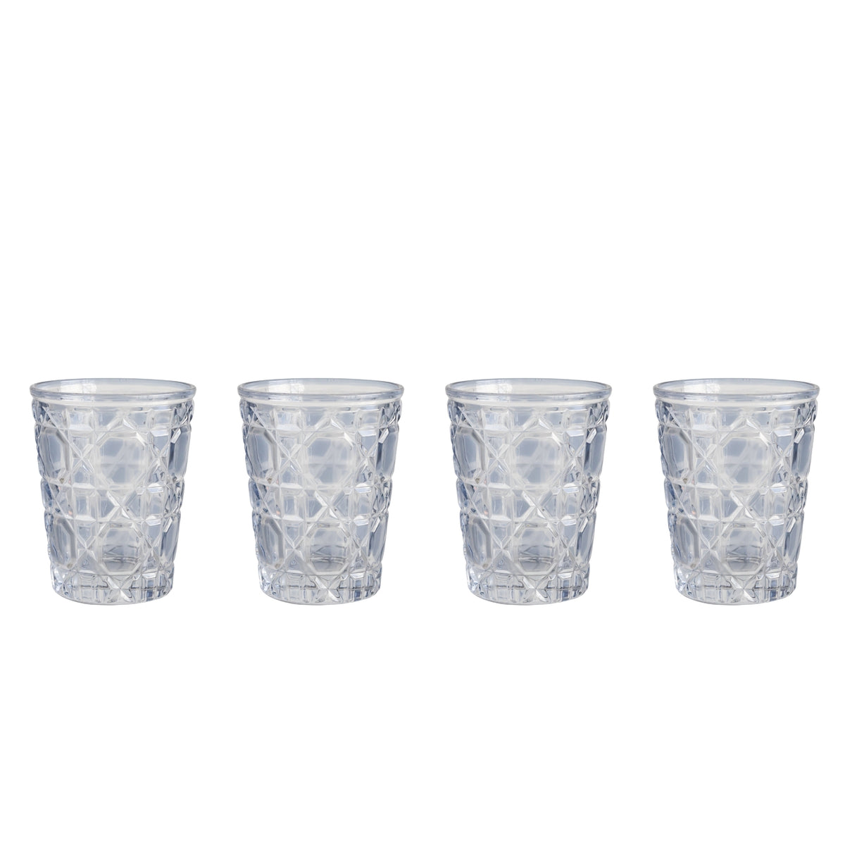 Blue Geometric Glass Tumblers, Set of 4