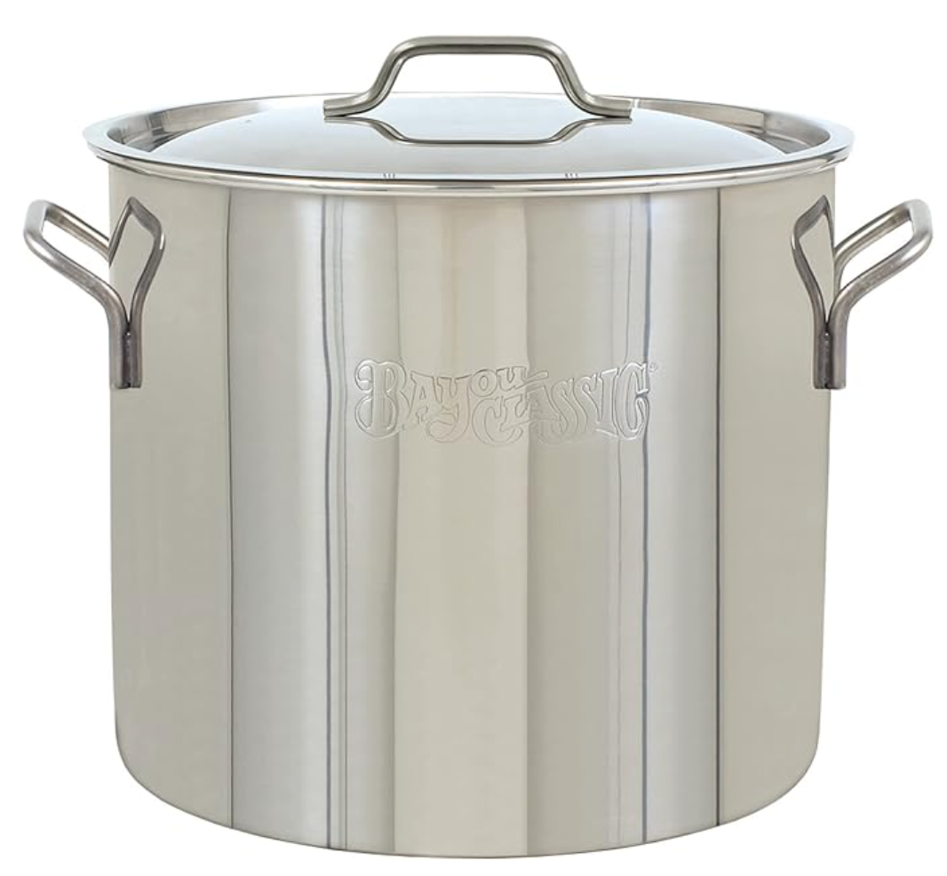 Bayou Classic 1430 30-qt Stainless Stockpot Features Heavy Duty Welded Handles for Secure Handling Domed Lid Perfect For Large Batch Cooking of Soups Stews Chili and Gumbo