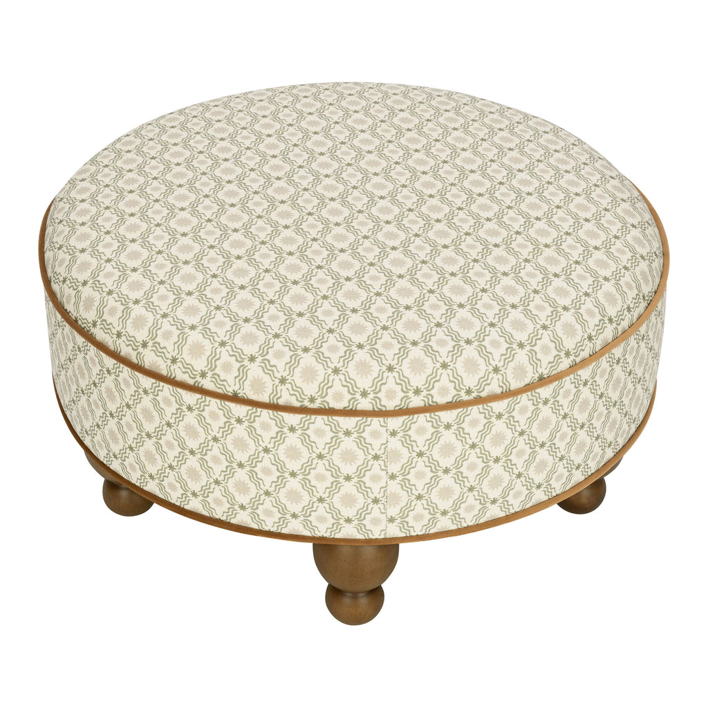Astre Ottoman by Nate Berkus in Performance Olive Star Eco-Crossweave with Toffee Feet