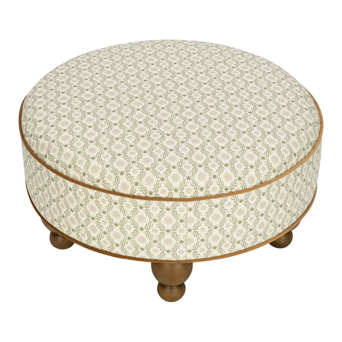 Astre Ottoman by Nate Berkus in Performance Olive Star Eco-Crossweave with Toffee Feet