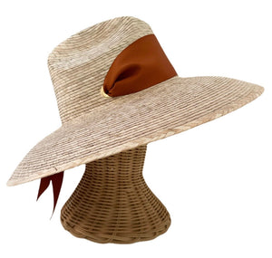 Hollyhock Sun Hat in Wide & Short Rust/Burnt Orange Grosgrain Ribbon
