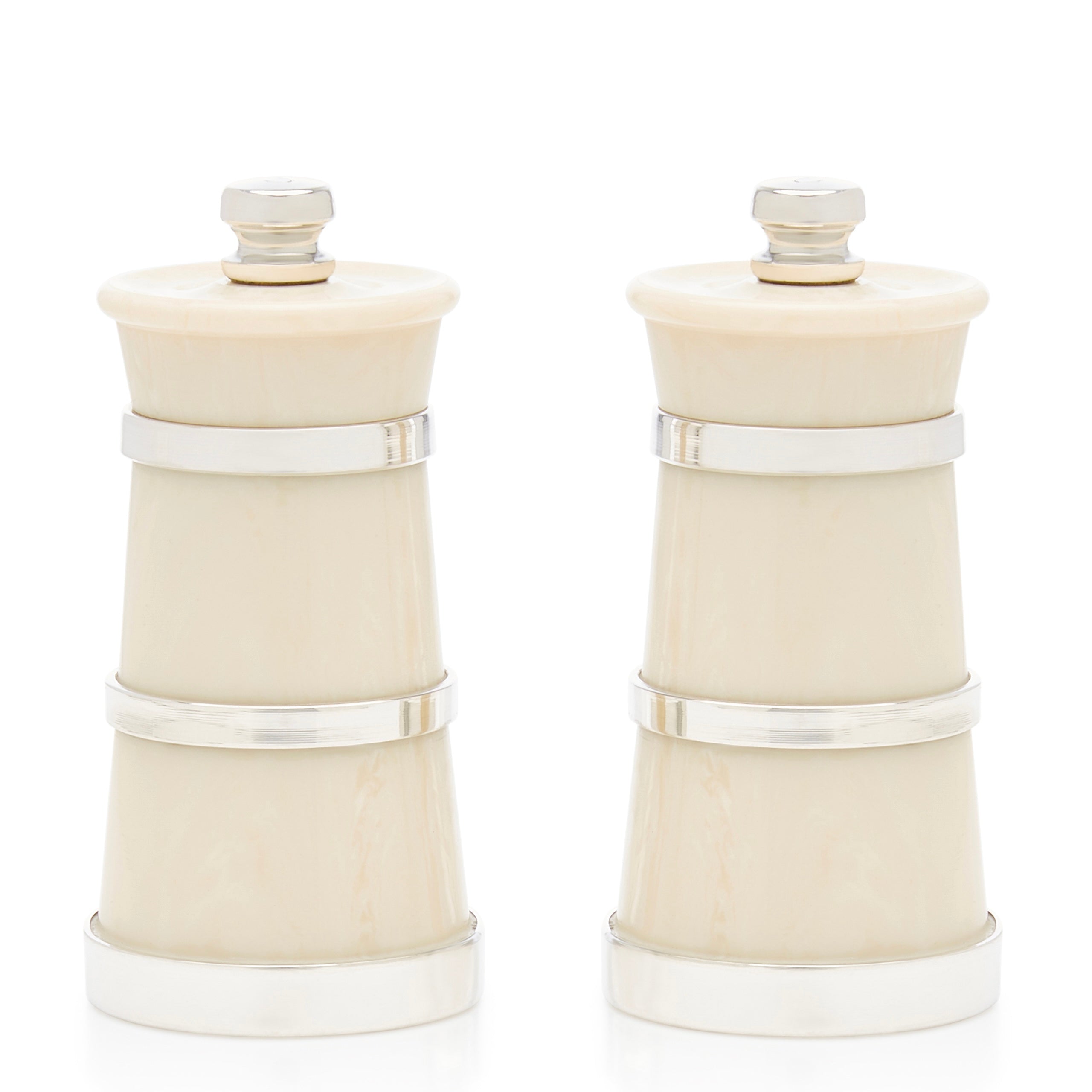 Sterling Silver and Ivorine Salt and Pepper Mills