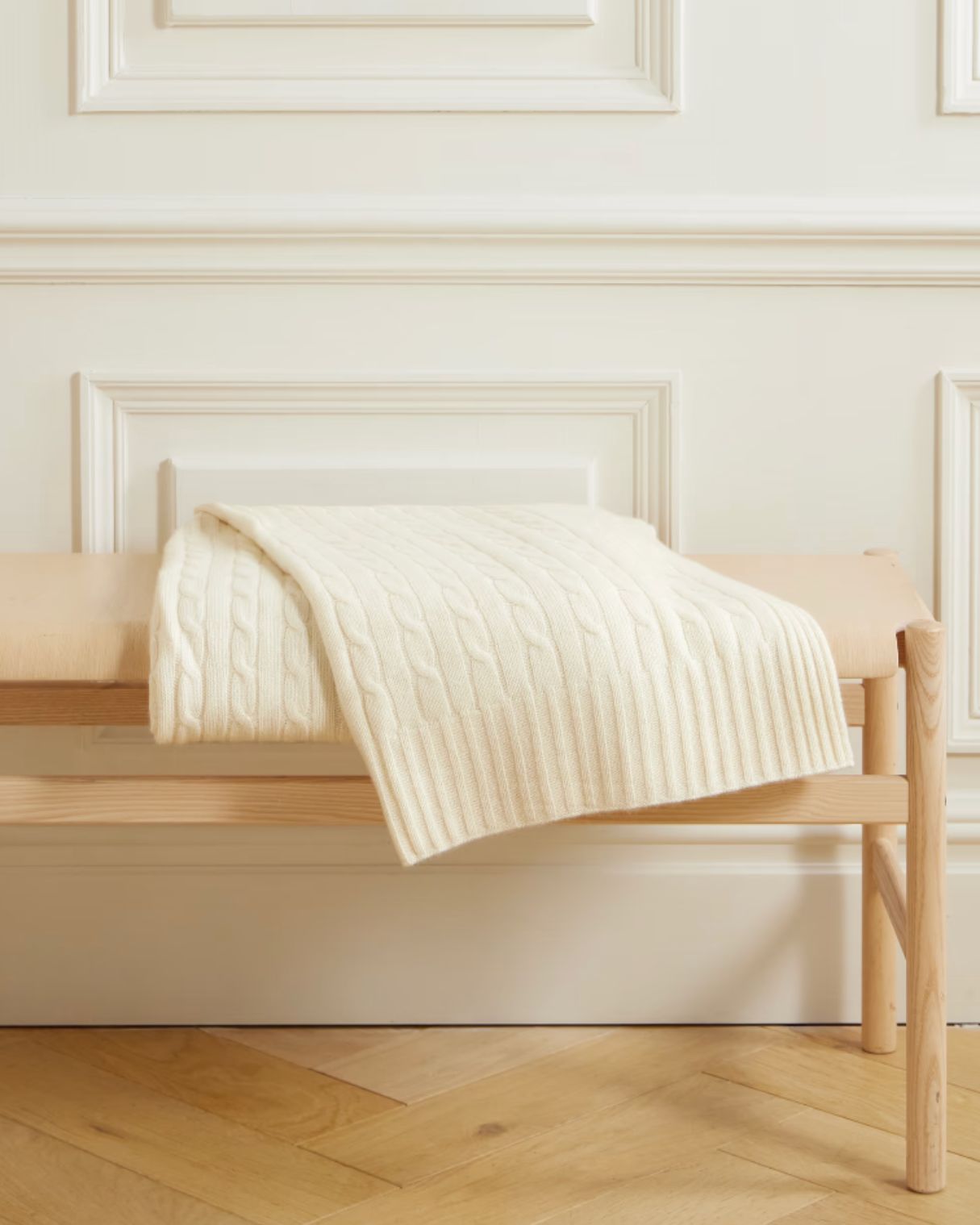 Cable-knit cashmere blanket