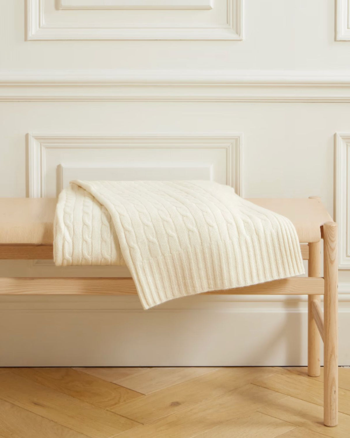 Cable-knit cashmere blanket