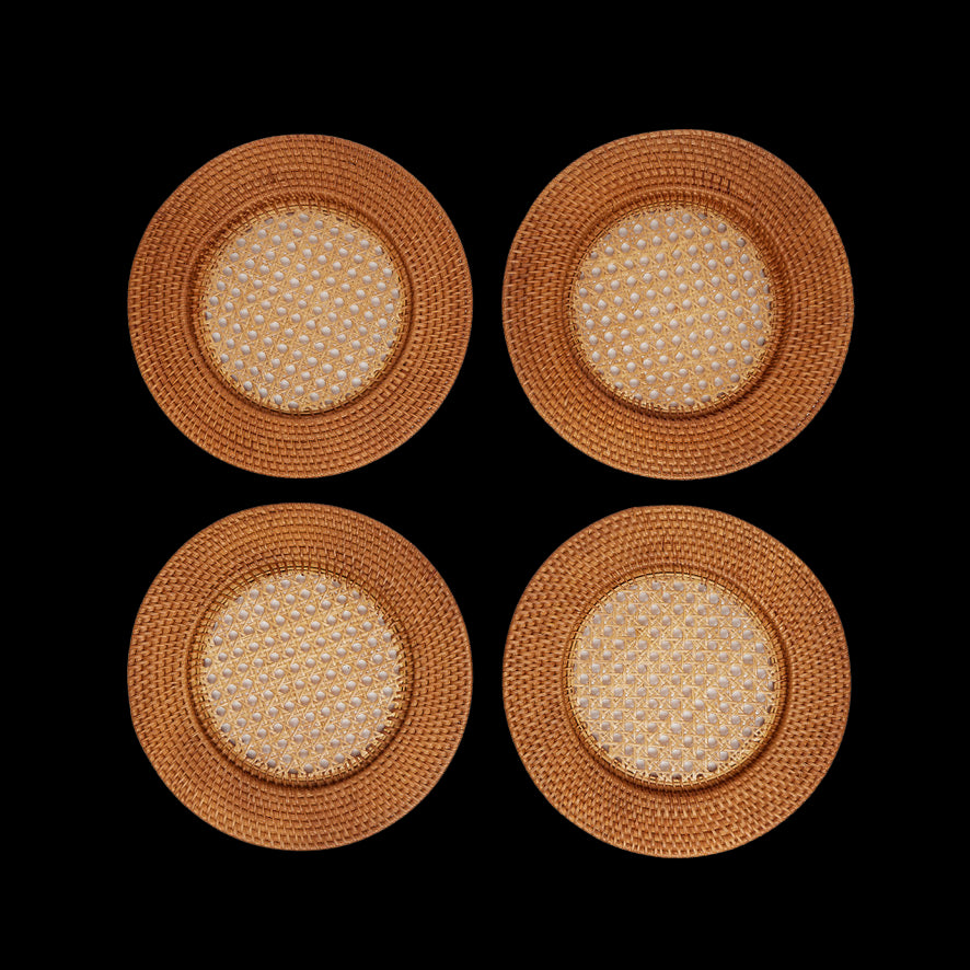 Brown Rattan Charger Plates, Set of 4