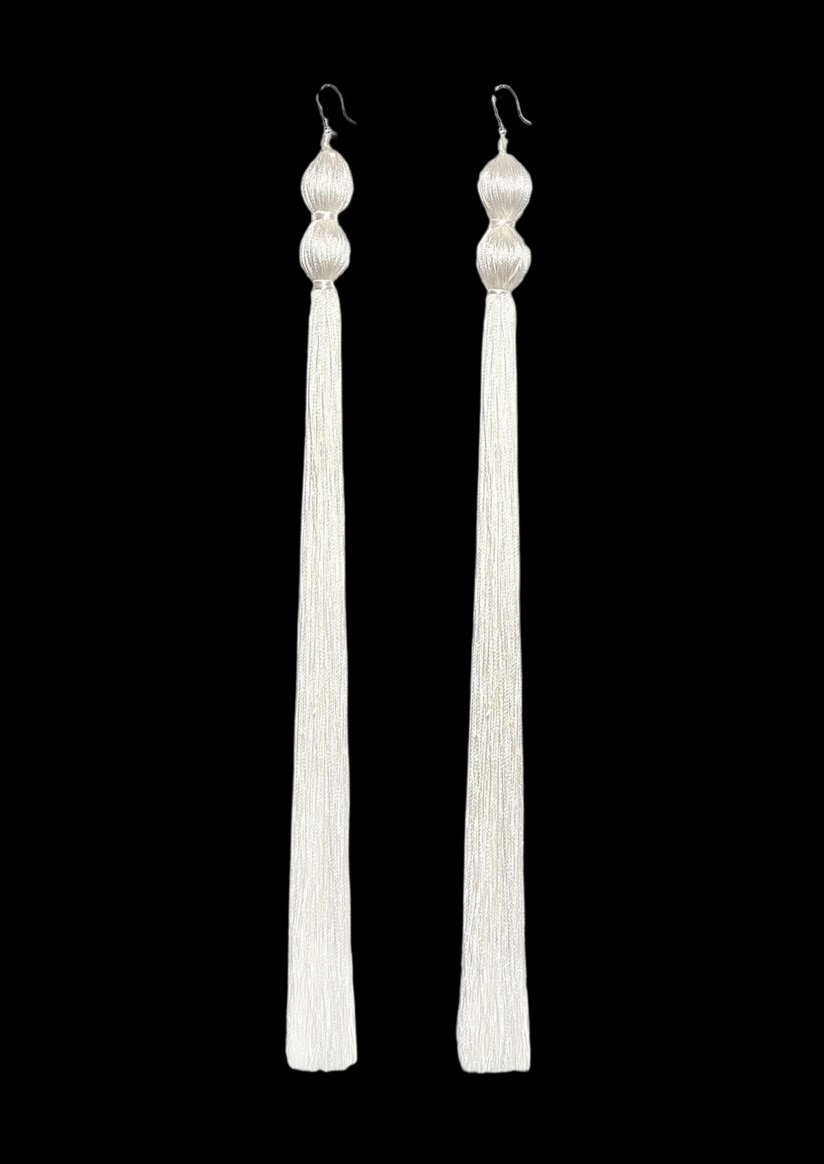Puebla Long Earrings in Off White