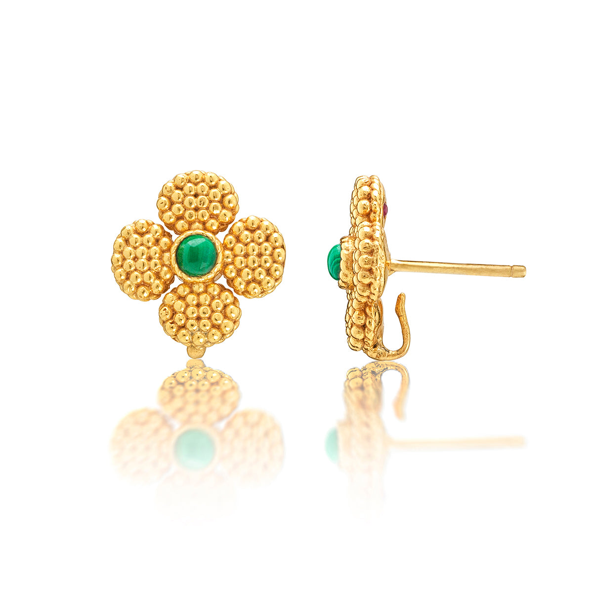 Berry Clover Convertible Duo Earrings in Malachite