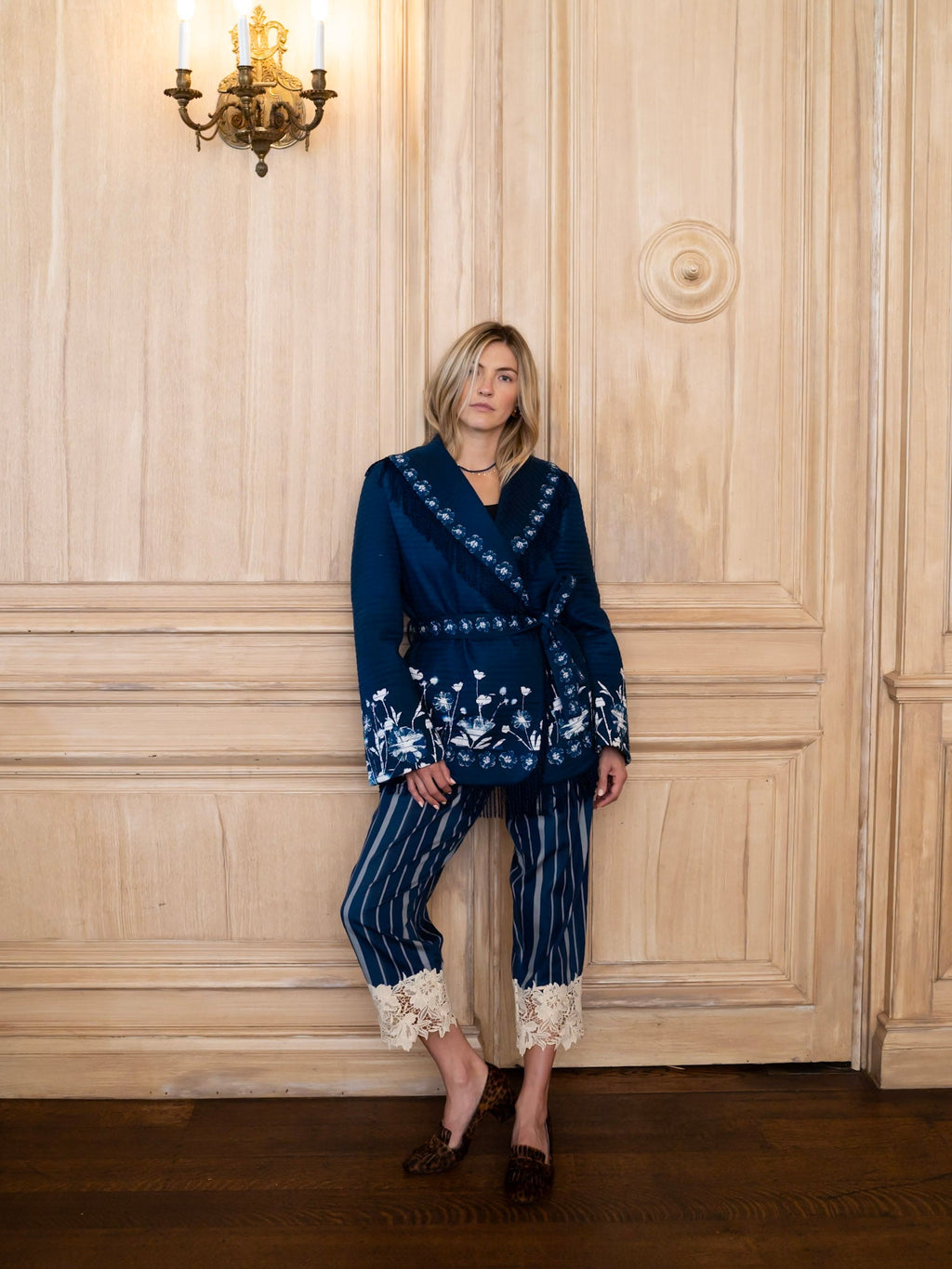 Lena Wrap Jacket in Midnight Garden