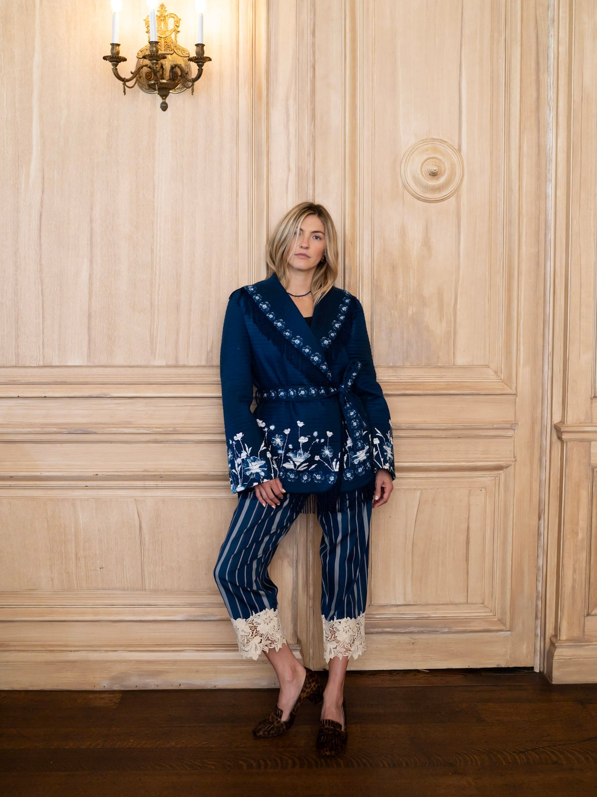 Lena Wrap Jacket in Midnight Garden
