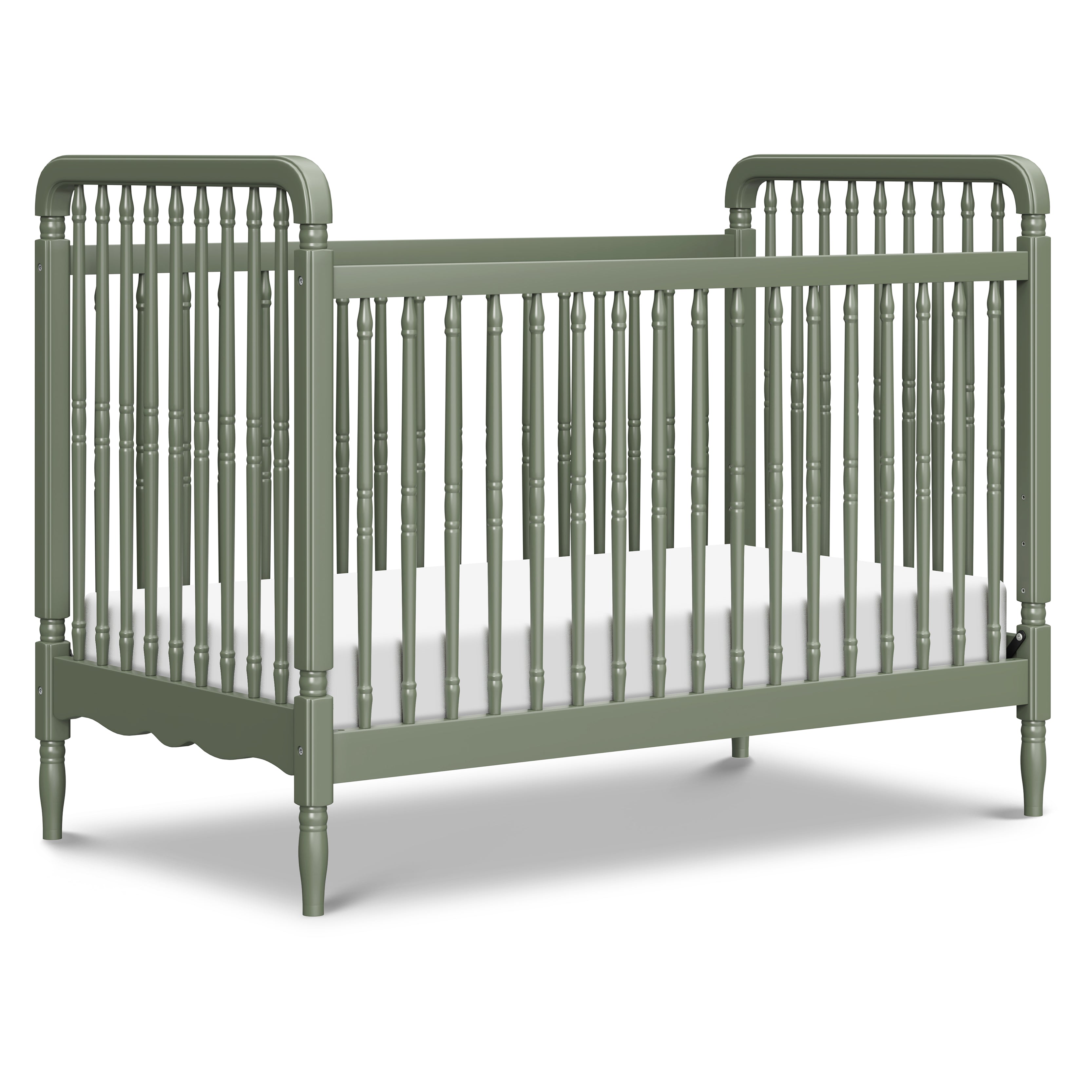 Liberty 3-in-1 Convertible Spindle Crib with Toddler Bed Conversion Kit in Juniper