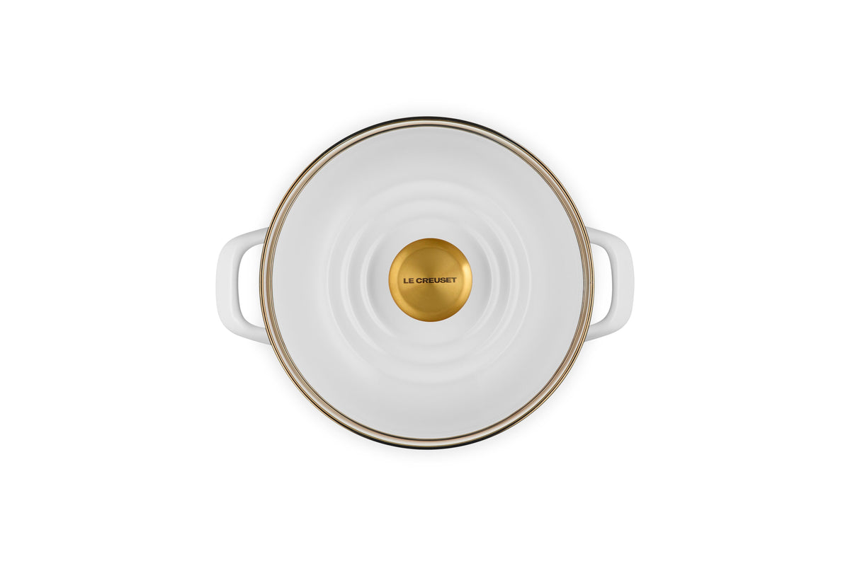 Le Creuset Classic Round Stockpot with Gold Rim , 6 qt., White