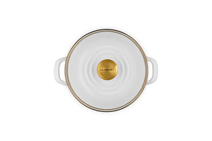 Le Creuset Classic Round Stockpot with Gold Rim , 6 qt., White