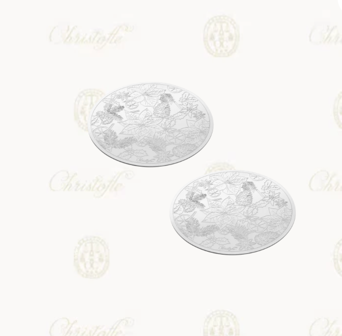 BOUQUET GIVRÉ Stainless Steel Glass Coaster Set of 2