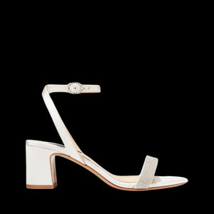 The Stella Sandal in Ivory Satin with Crystals