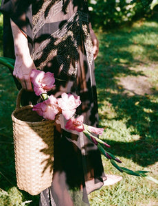 Flower Market Basket in Brown