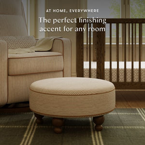 Astre Ottoman by Nate Berkus in Performance Bronze Stripe Eco-Crossweave with Toffee feet