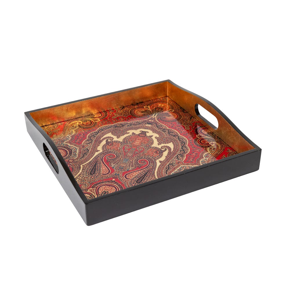 Jaipur Lacquer Square Tray in Crimson