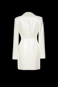 Eleanor Blazer Dress in Ivory Sequin Linen
