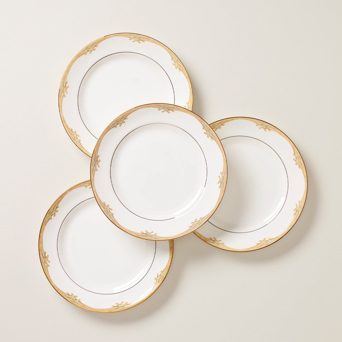 British Colonial Bamboo Dinner Plate, Set of 4