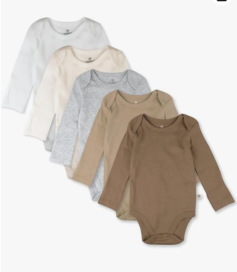 5-pack Long Sleeve Bodysuits One-piece 100% Organic Cotton for Infant Baby Boys