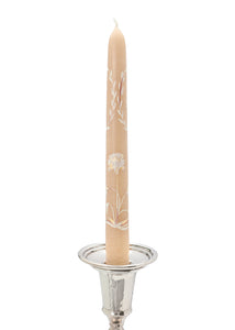 Ivory Bloom Hand-Painted Taper Candles, Set of Two