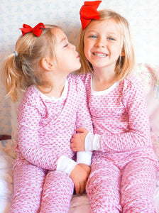 Sailor Hearts Two Piece Kids Pajamas in Posie Pink