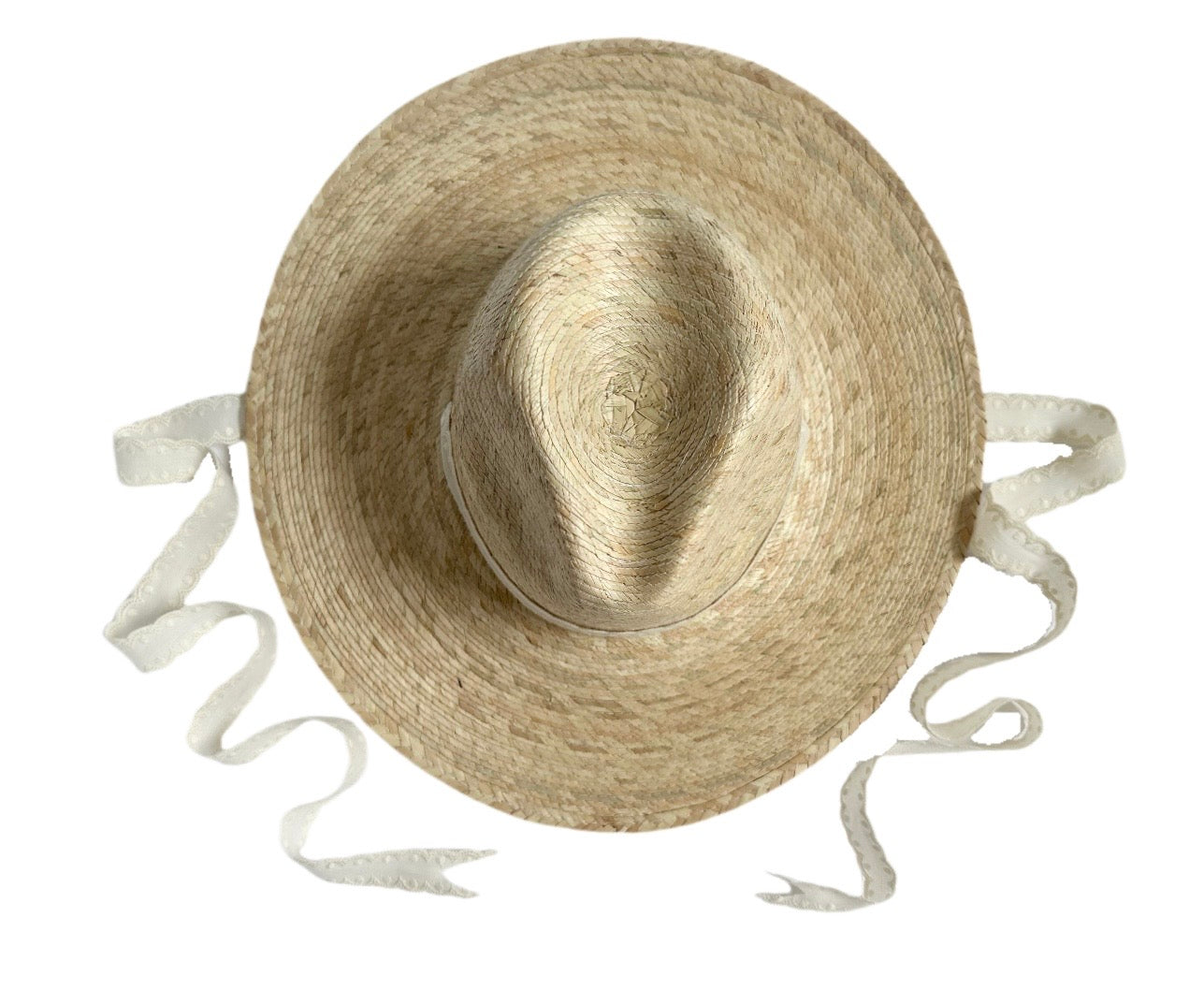 Zinnia Sun Hat in Long & Thin Vintage Eyelet Lace Ribbon