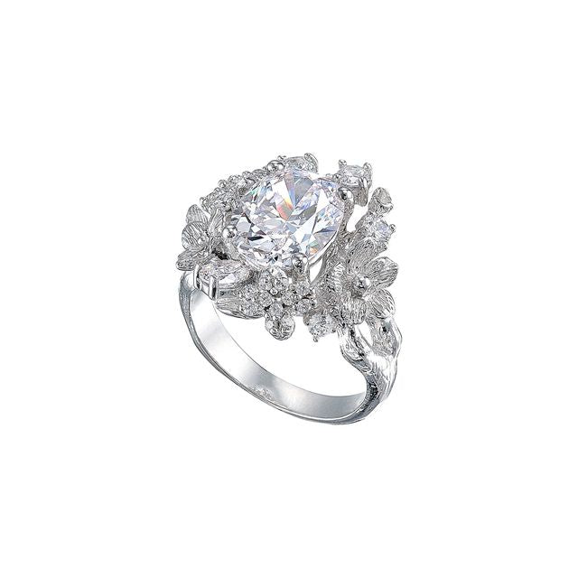 White Posy Diamond Ring