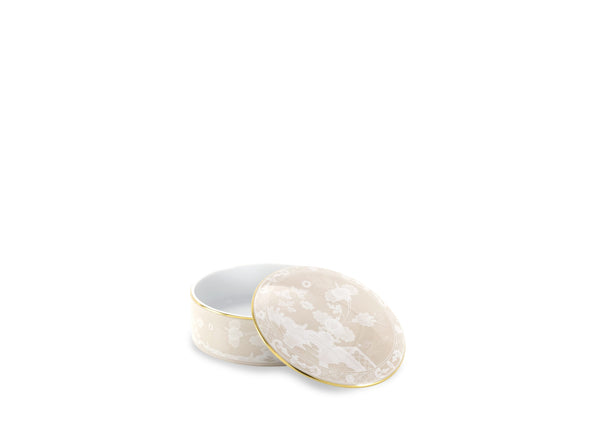 Ginori, Oriente Italiano Round Box With Cover in Meringa