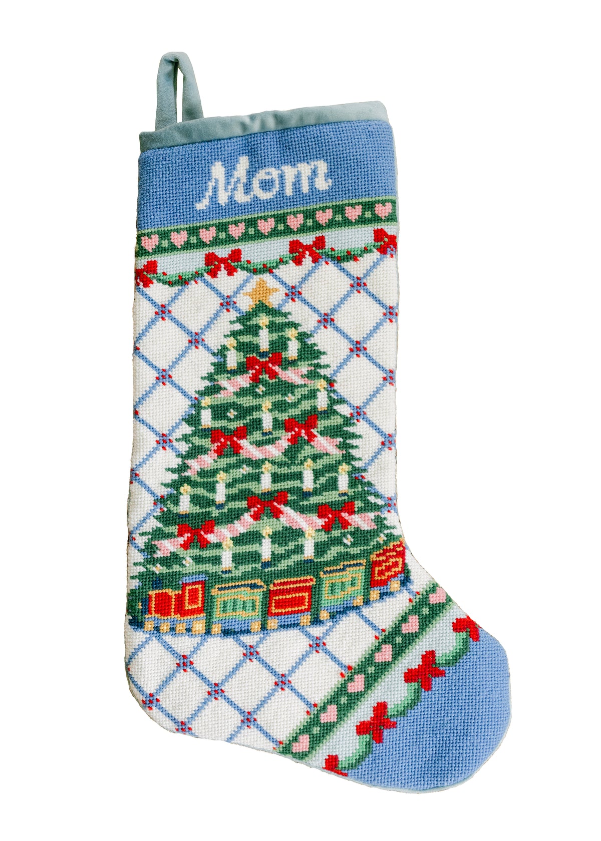 Needlepoint Ribbon Christmas Tree Stocking