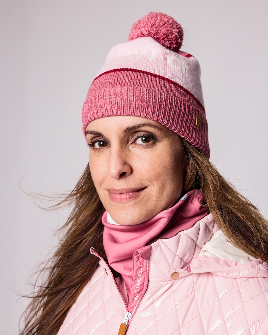 Northern Classics Knit Pom Hat in Rose Pink & Ballerina Pink