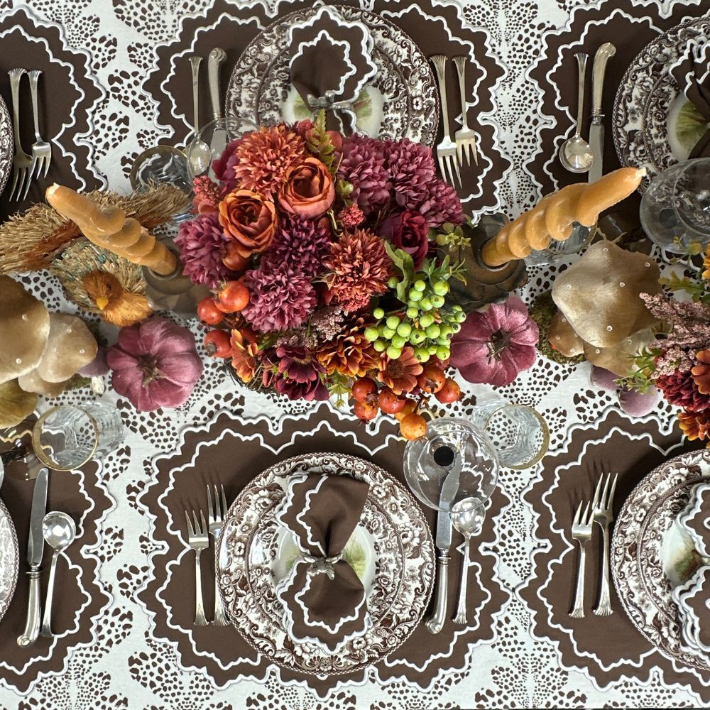 Whitley Napkin in Cocoa & White, Set of 4