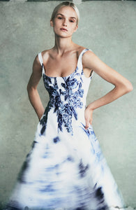 Floral Fil Coupe Seam Detail Scoop Neck Midi Dress
