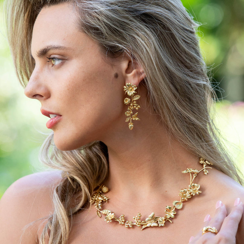 Meadow Bouquet Mismatched Grande Earrings in Gold