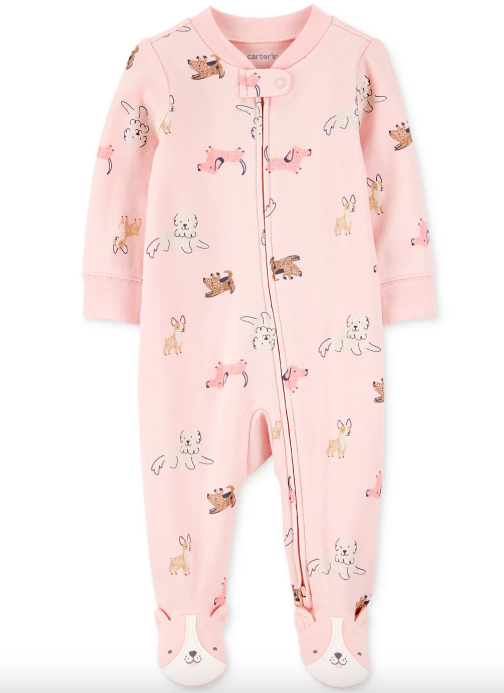 Baby Girls Cotton Dog-Print Sleep & Play