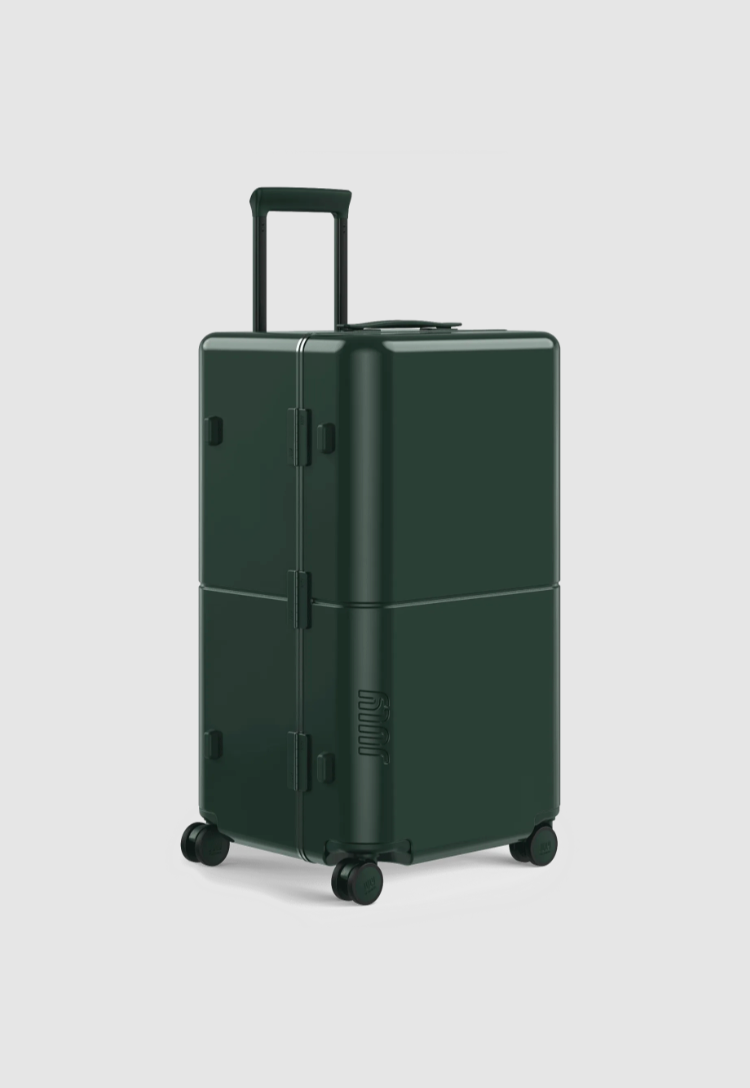 Checked Trunk - Deep Green Gloss (Personalization: "Adams" in font Love Letter, white, top)