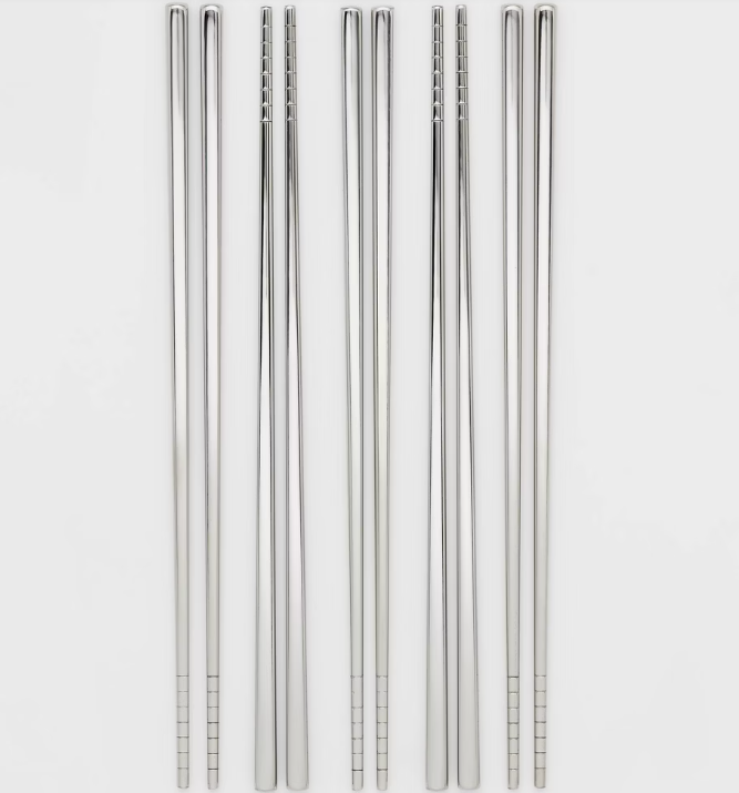 5pk Chopstick Set Silver - Threshold™: Stainless Steel, Traditional Style, Dishwasher-Safe, 9.25" Length, Service for 5