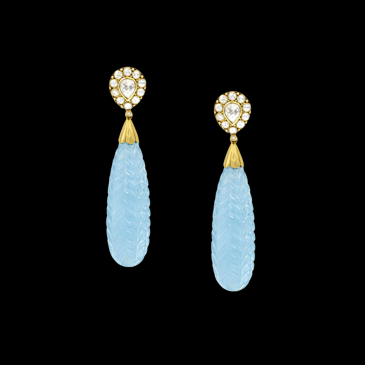 Akasa Aquamarine and Diamond Earrings