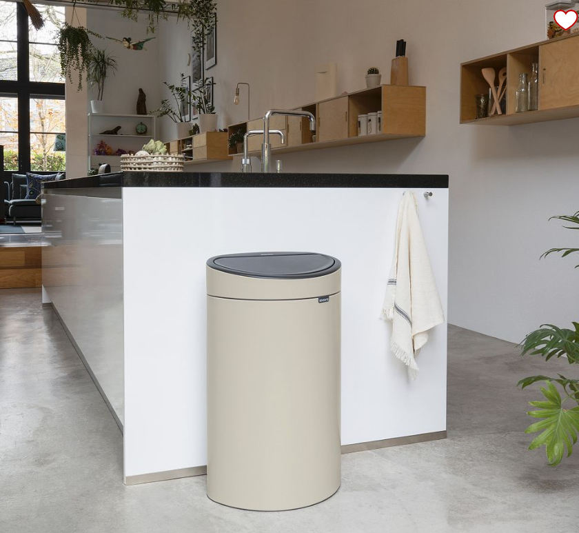 Brabantia Touch Top Trash Can Beige 16 Gallon