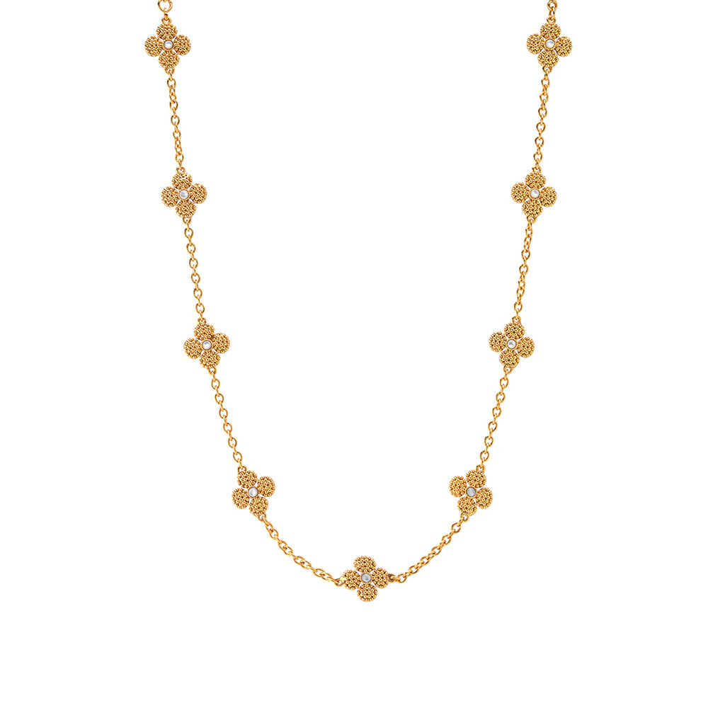 Berry Clover Double Sided Necklace 16" in MOP